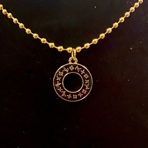 (SOLD!!!) 
Authentic LV Black/Gold Circle Charm on Necklace